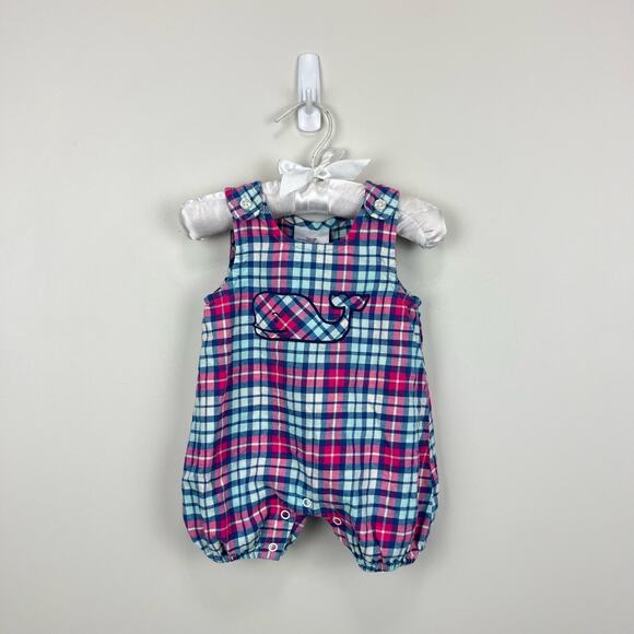 Vineyard Vines Plaid Whale Jon Jon Romper 0-3 Months - Picture 1 of 6